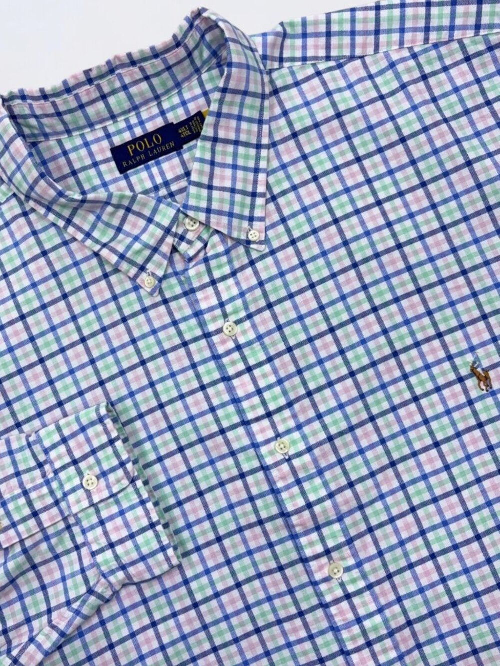 Polo Ralph Lauren OCBD Shirt Mens 4XLT Tall Multicolor Plaid Flesh Pony NWT